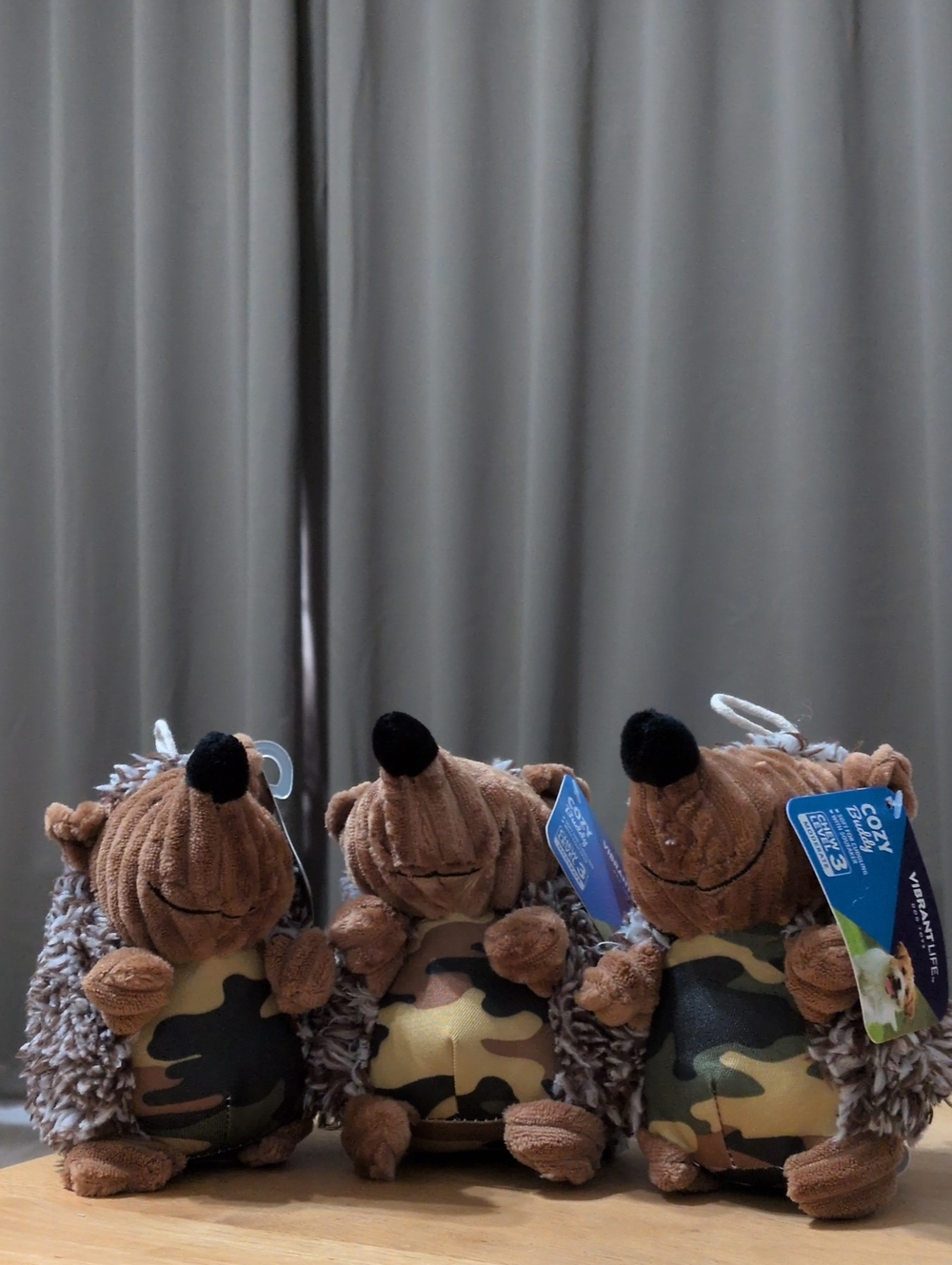 Set Of 3 Camo Hedgehog Dog Toys